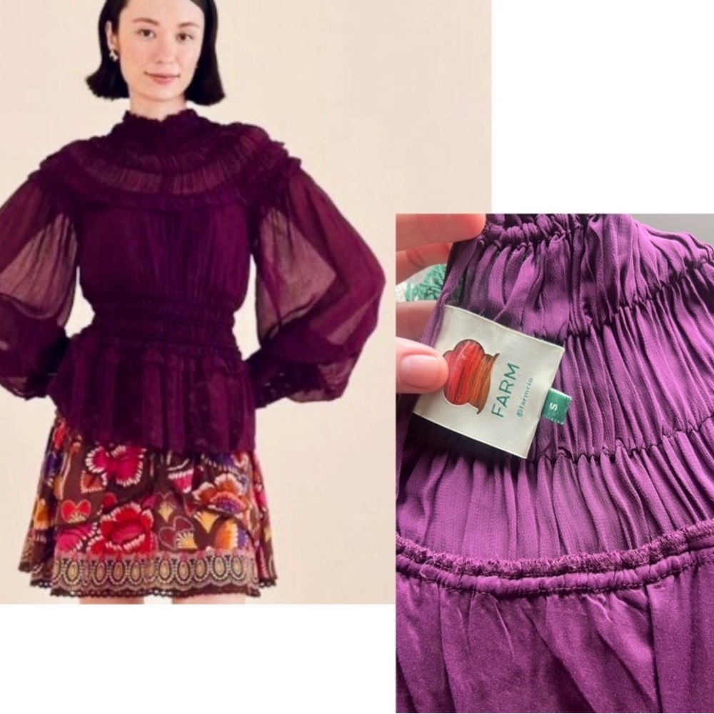 Farm Rio Purple Sheer Blouse